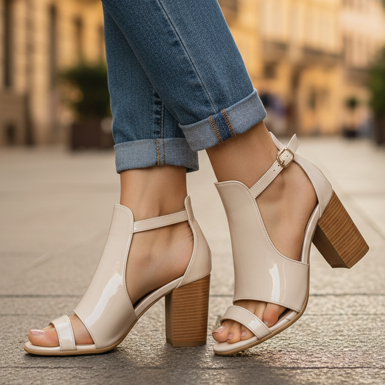 Women's Leather Strap High Heels