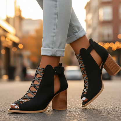 Women's Comfy Block Heel Shoes - 
Fashinoza