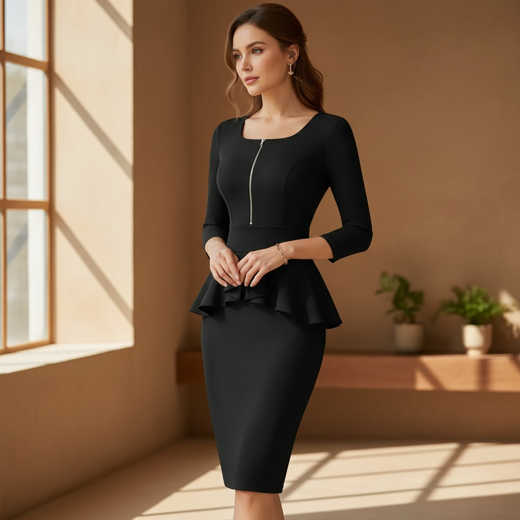 Women's Peplum Bodycon Work Dress