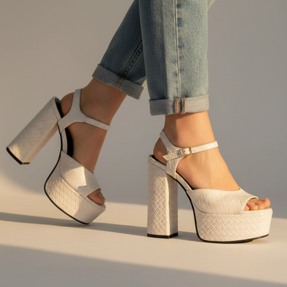 Women's Buckle Platform High Heels
