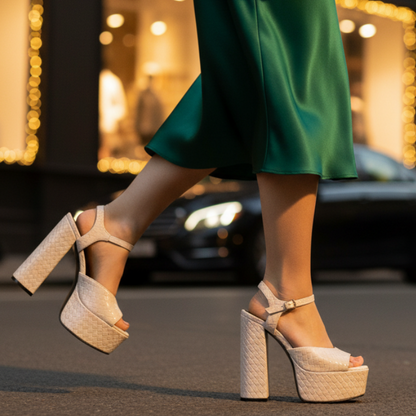 Women's Buckle Platform High Heels