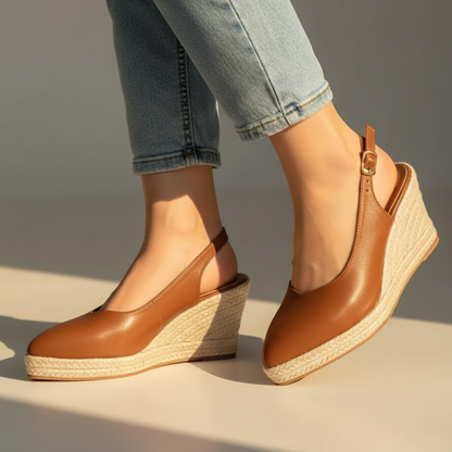 Women's Slingback Wedge Shoes Pointed Toe Buckle Strap - 
Fashinoza