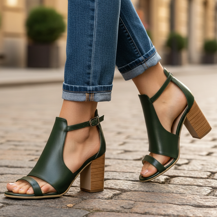 Women's Leather Strap High Heels