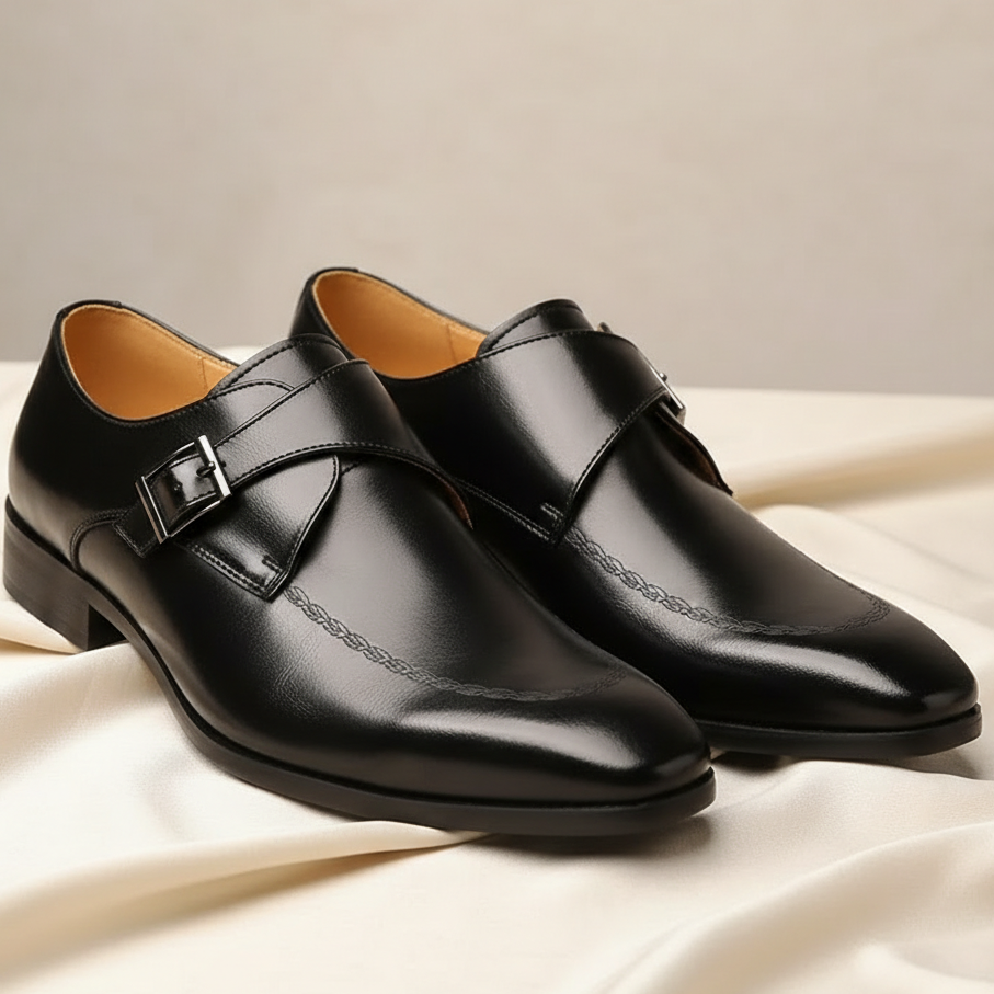 Cristiano Men's Leather Monk Strap Loafers