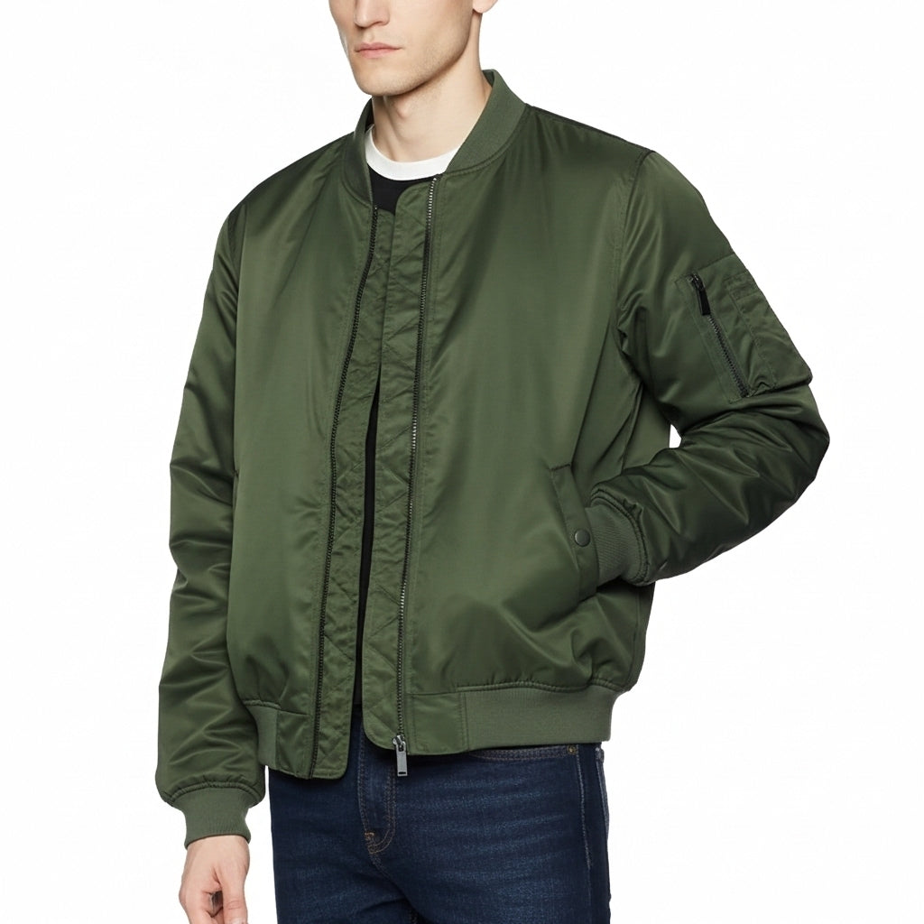 Men's Windproof Flight Jacket Water Resistant Ma-1 Bomber