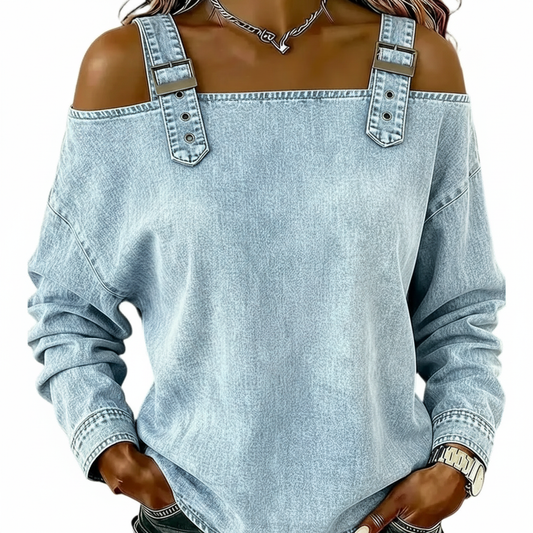 Women's Off The Shoulder Denim - 
Fashinoza