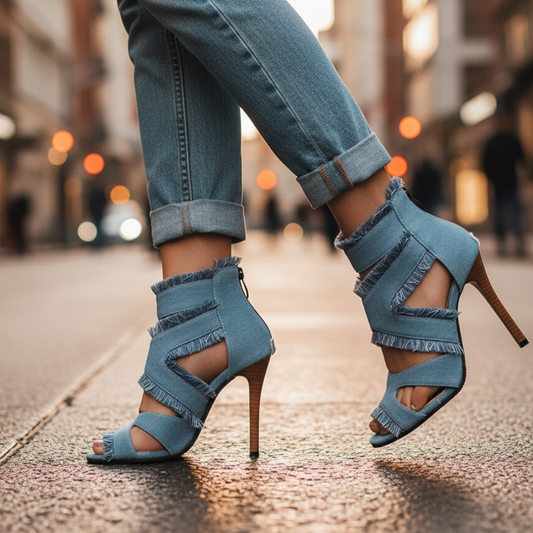 Women's Gladiator Thin Heel Sandals - 
Fashinoza