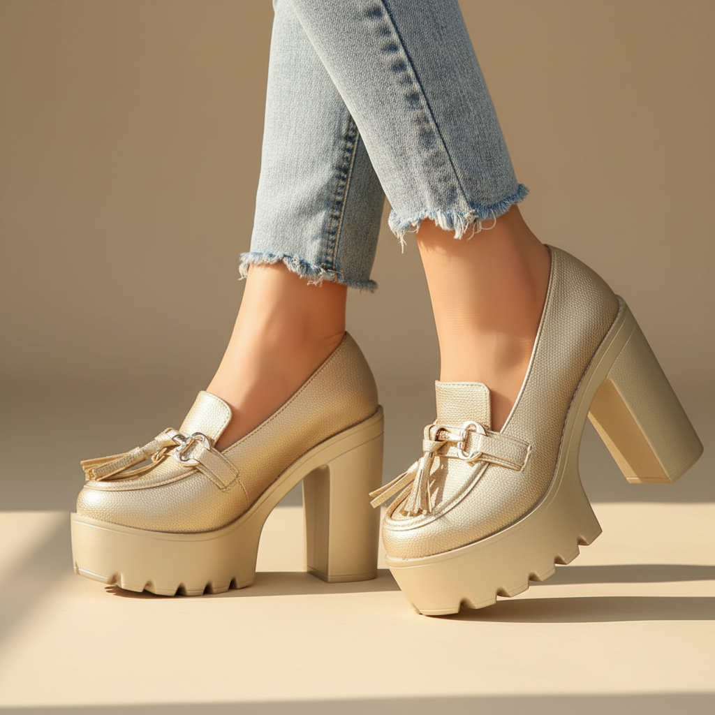 Women's Platform Block Heel Shoes - 
Fashinoza