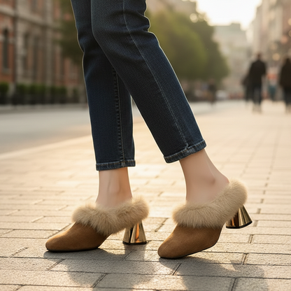 Whisper Fur Mule Shoes - 
Fashinoza