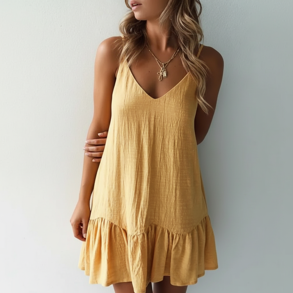 Riyana Women's Linen Ruffle Dress