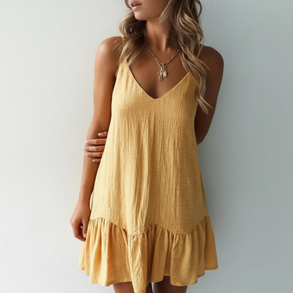 Riyana Women's Linen Ruffle Dress
