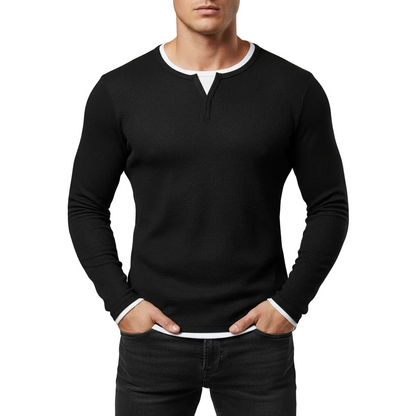 Men's Long Sleeve Henley Shirt - 
Fashinoza