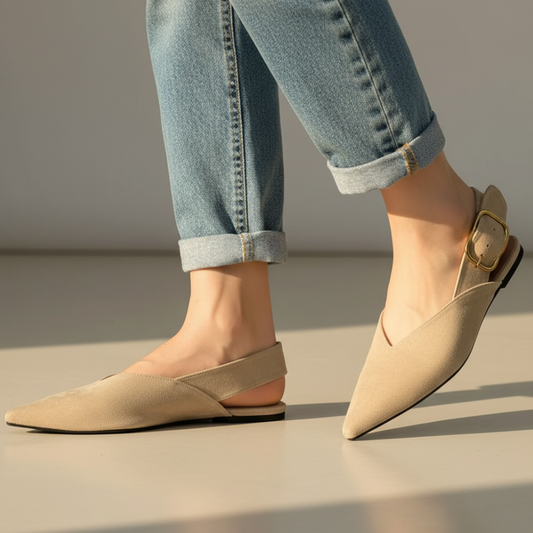 Mirella Women's Pointed Toe Slingback Flat Shoes - 
Fashinoza