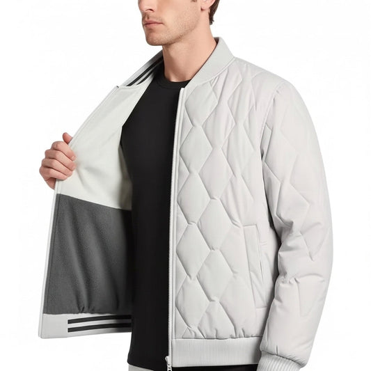 Men's Reversible Puffer Coat Waterproof Zipper Black - Fashinoza