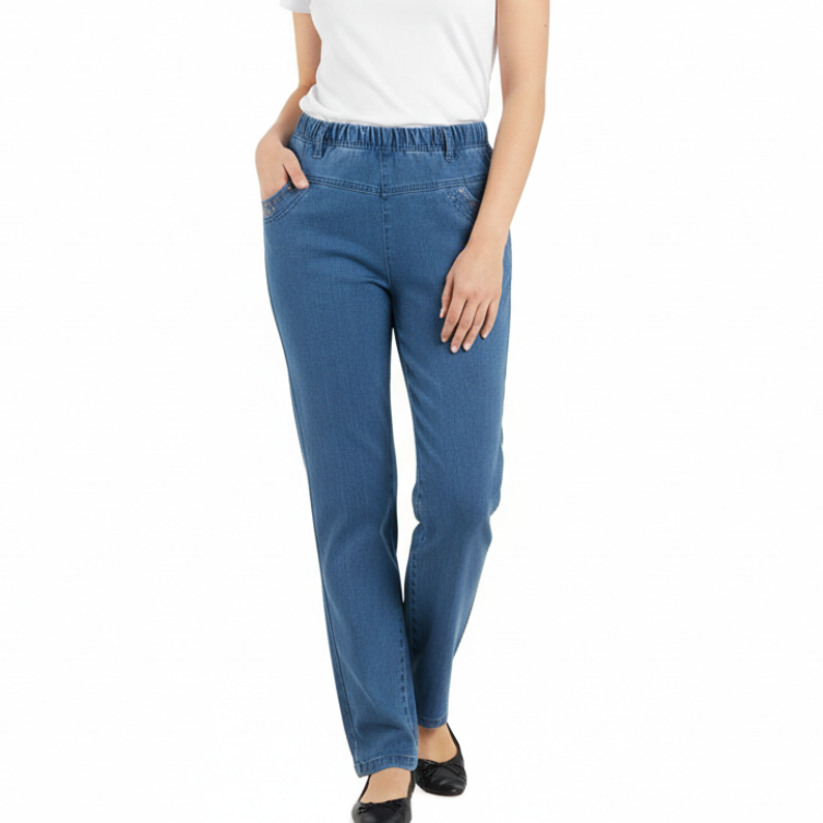Women's High Waist Elastic Jeans - 
Fashinoza