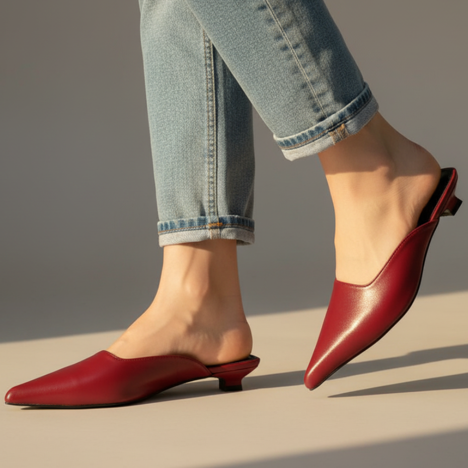 Women's Leather Pointed Toe Flat Shoes - 
Fashinoza
