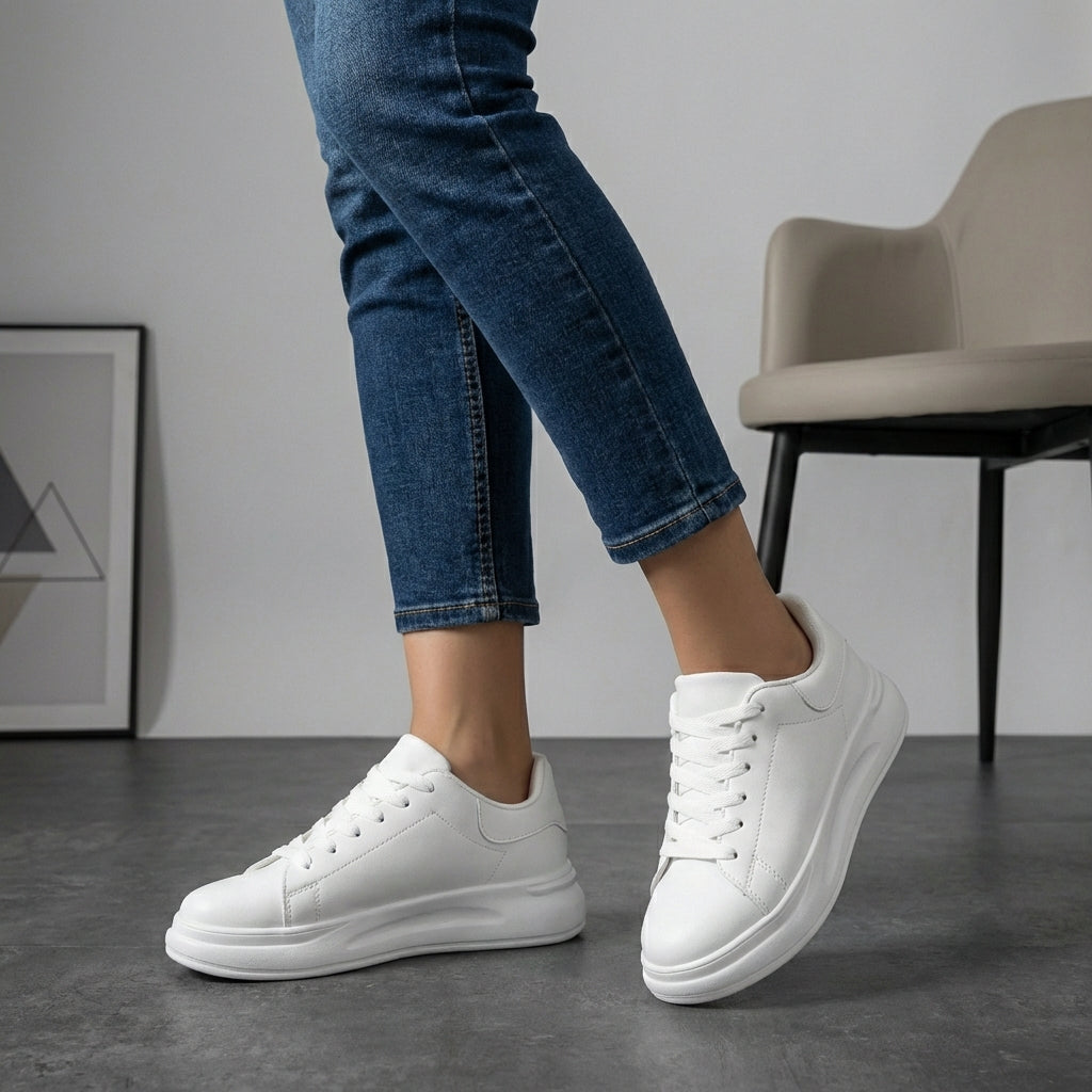 Women's Platform Sneakers Contrast Heel Tab - 
Fashinoza