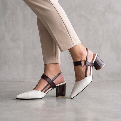 Women's Pointed Toe Slingback Shoes Block Heel