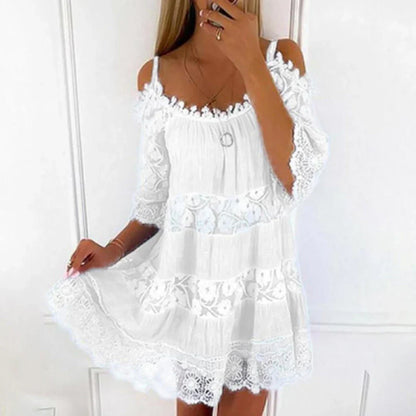 Women's Crochet Lace Mini Dress Embroidered
