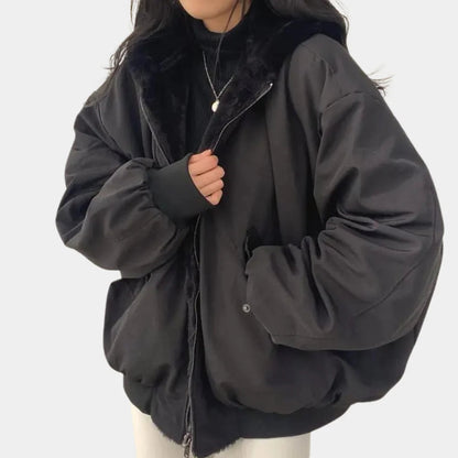 Women's 2-In-1 Winter Coat With Hood Warm Black
