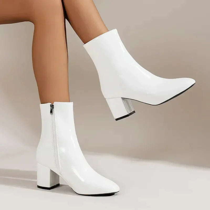 Chloe | Women’s Side Zipper Block Heel Ankle Boots Caliboot
