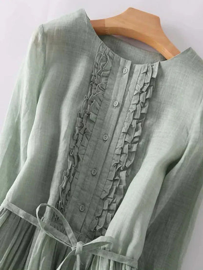Linen Dress Airy Comfortable Natural - Fashinoza