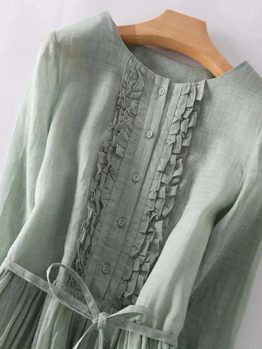 Linen Dress Airy Comfortable Natural - Fashinoza