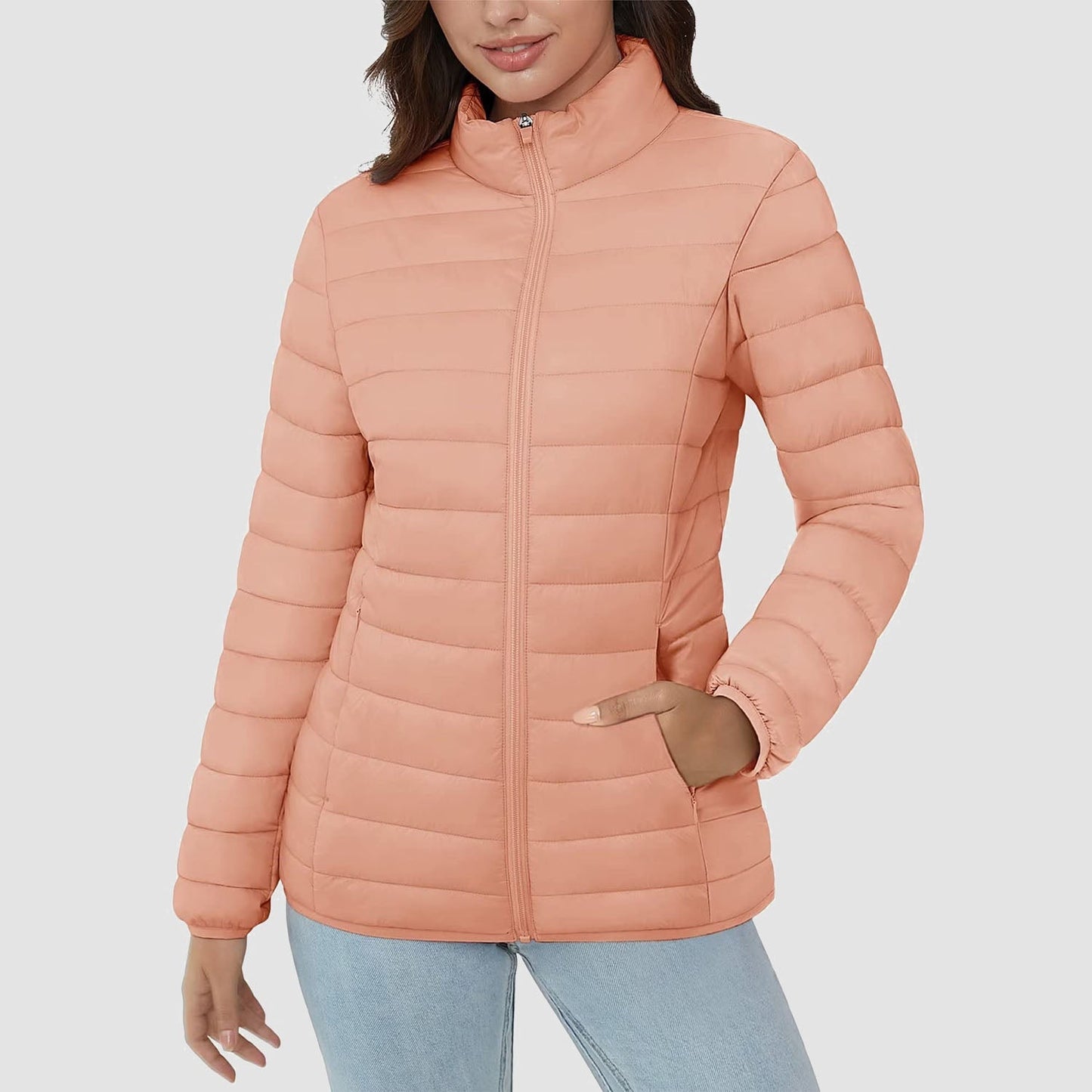 Women's Puffer Jacket Quilted Lightweight Full Zip Winter Coat