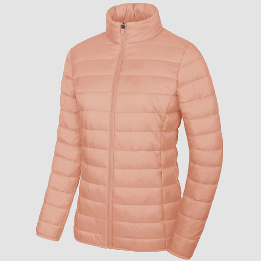 Women's Puffer Jacket Quilted Lightweight Full Zip Winter Coat - Fashinoza
