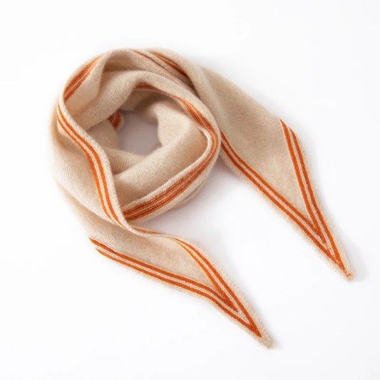 Women's Cashmere Scarf Soft Warm Contrast Stripe - Fashinoza