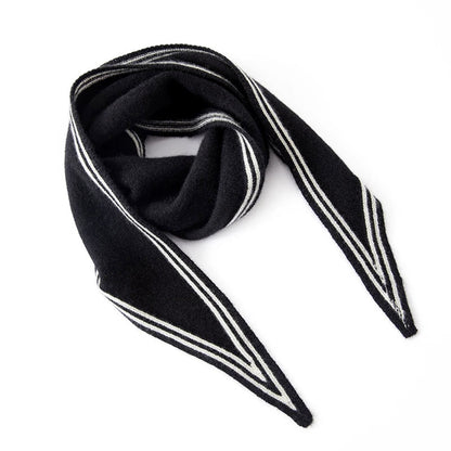 Women's Soft Warm Cashmere Scarf with Elegant Contrast Stripe Trim