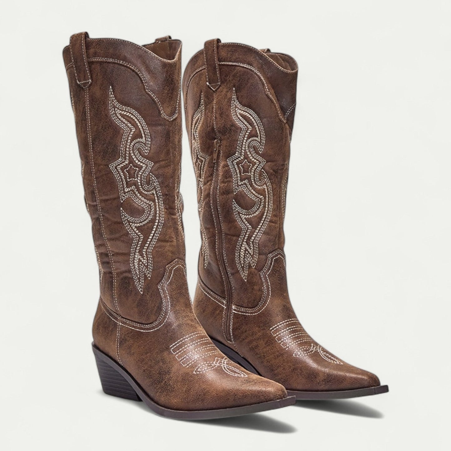 Women's Pointed Toe Boots Decorative Stitch Pattern