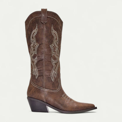 Women's Pointed Toe Boots Decorative Stitch Pattern