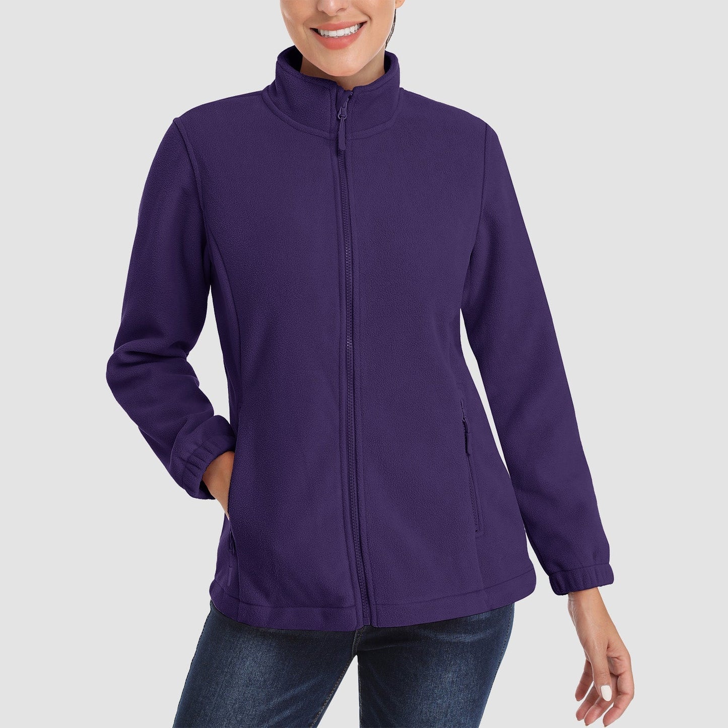 Women's Fleece Zip-Up Jacket Soft Warm Winter Coat