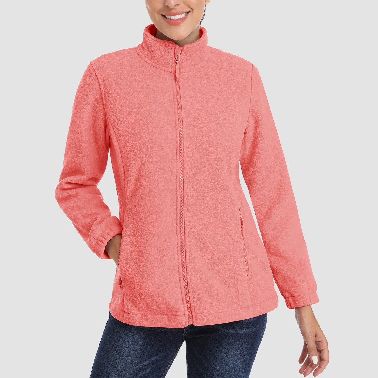 Women's Fleece Zip-Up Jacket Soft Warm Winter Coat