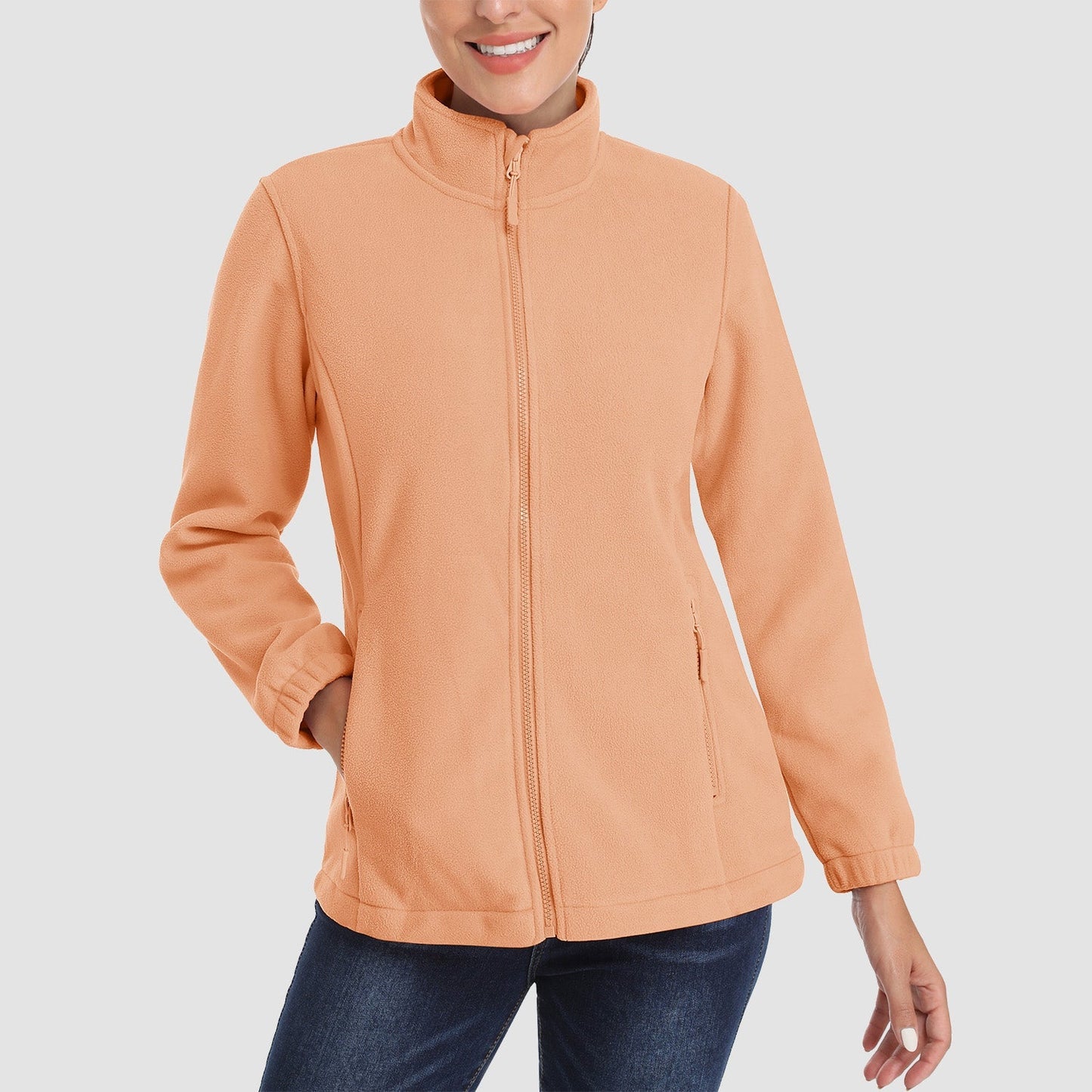 Women's Fleece Zip-Up Jacket Soft Warm Winter Coat