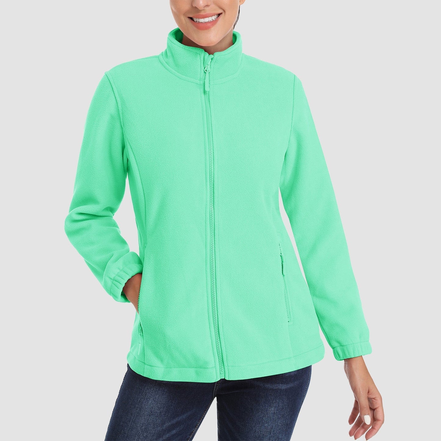 Women's Fleece Zip-Up Jacket Soft Warm Winter Coat