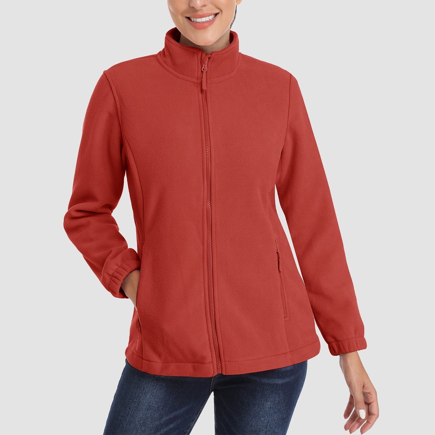 Women's Fleece Zip-Up Jacket Soft Warm Winter Coat