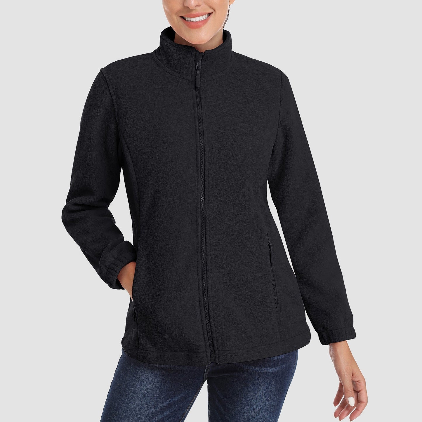 Women's Fleece Zip-Up Jacket Soft Warm Winter Coat