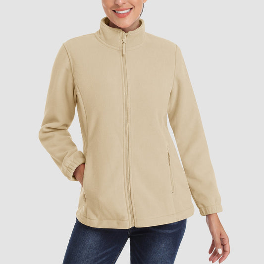 Women's Fleece Zip-Up Jacket Soft Warm Winter Coat - Fashinoza