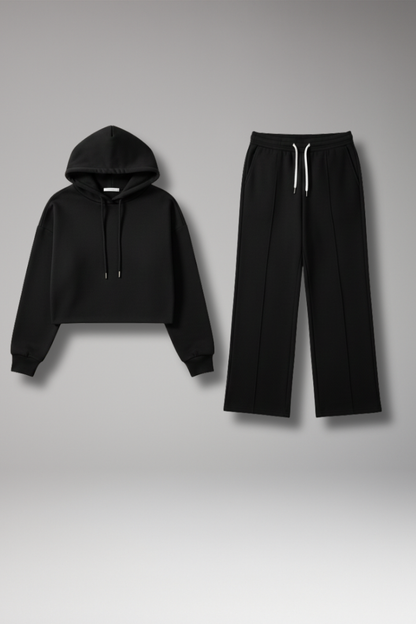 Women's Hooded Tracksuit Set Wide Leg Pants - 
Fashinoza