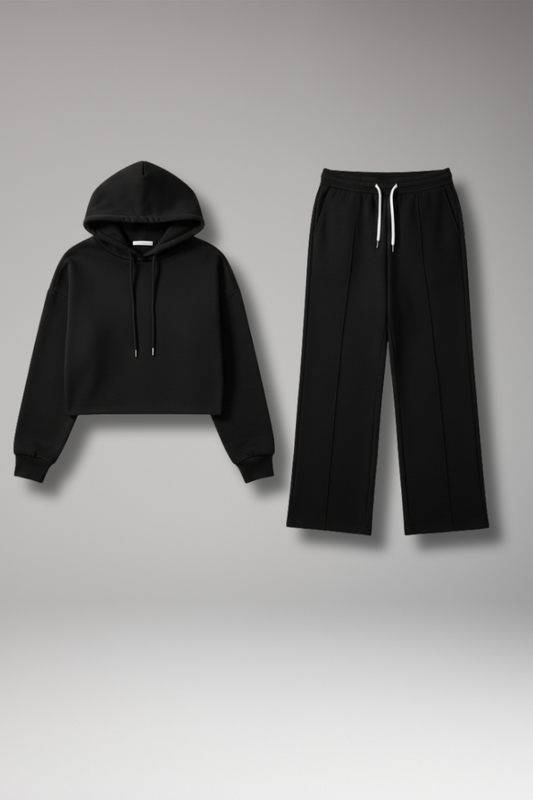 Women's Hooded Tracksuit Set Wide Leg Pants - 
Fashinoza