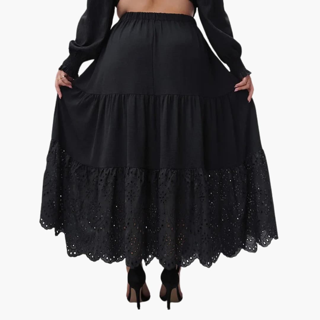 Women's Maxi Skirt Elastic Waistband Side Pockets