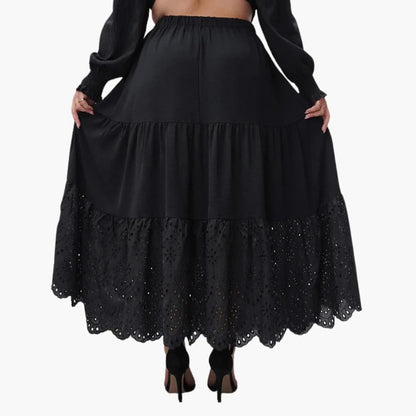 Women's Maxi Skirt Elastic Waistband Side Pockets