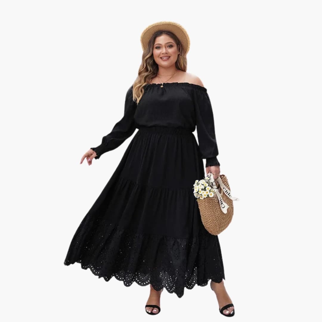 Women's Maxi Skirt Elastic Waistband Side Pockets - Fashinoza