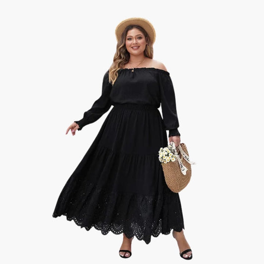 Women's Maxi Skirt Elastic Waistband Side Pockets - Fashinoza
