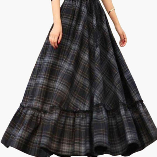 Women's Elastic Waist A-Line Skirt Flared Hem - Fashinoza