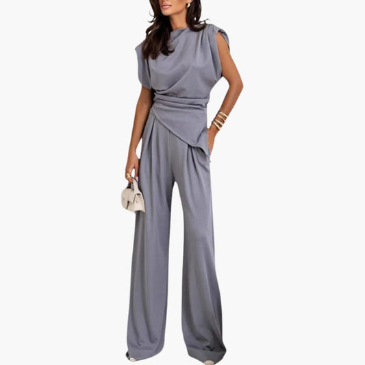 Women's Asymmetric Two Piece Pants Suit Wide Leg - Fashinoza