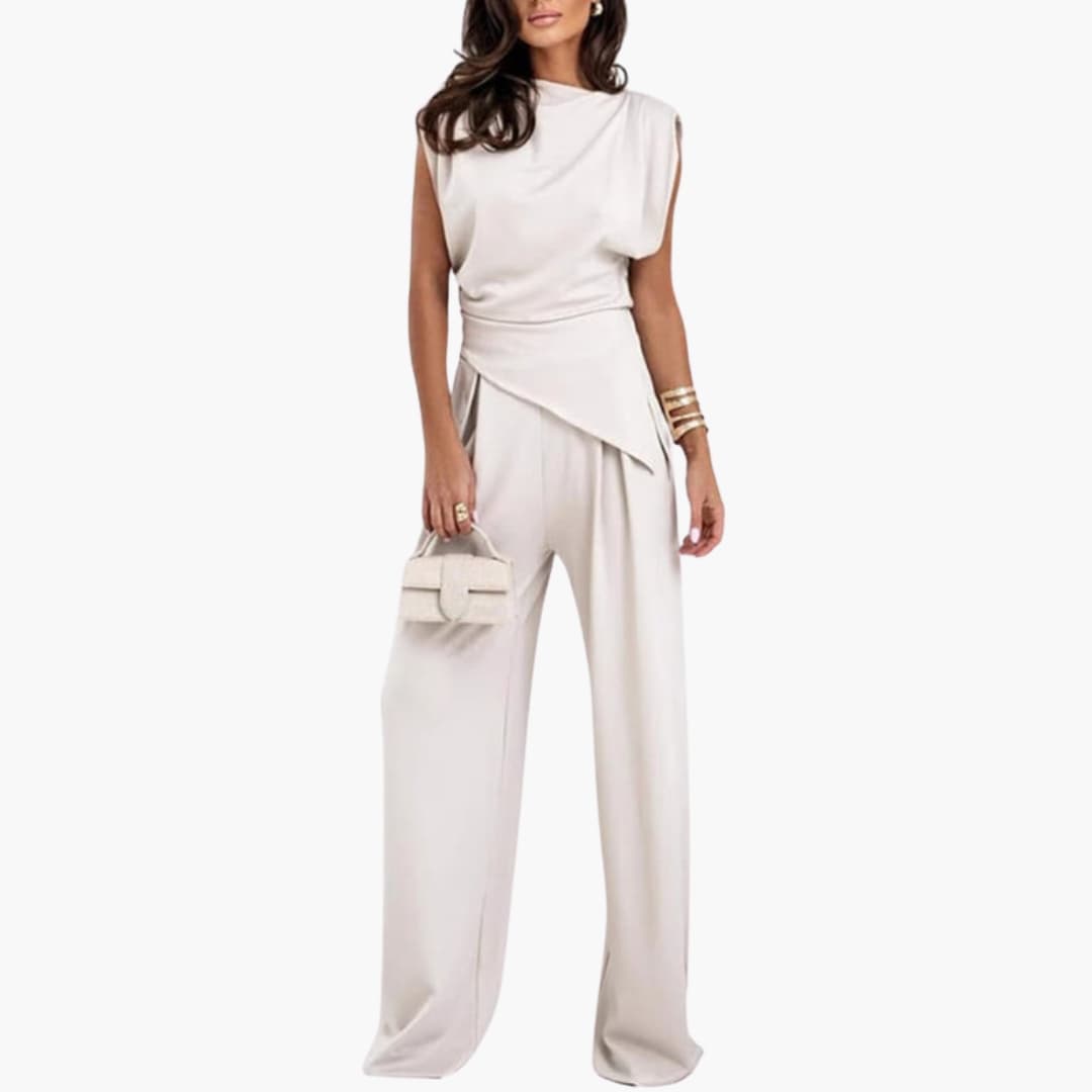 Women's Asymmetric Two Piece Pants Suit Wide Leg
