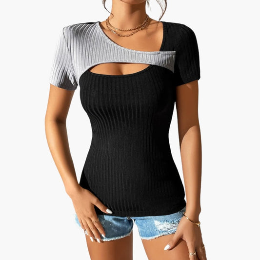 Women's Asymmetrical Short Sleeve T-Shirt - Fashinoza